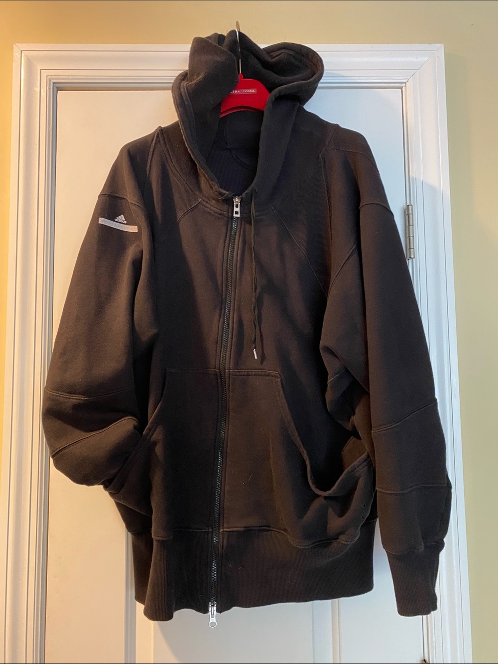 Stella McCartney Adidas Black Double Zip Cotton Logo Sweatshirt Hoodie